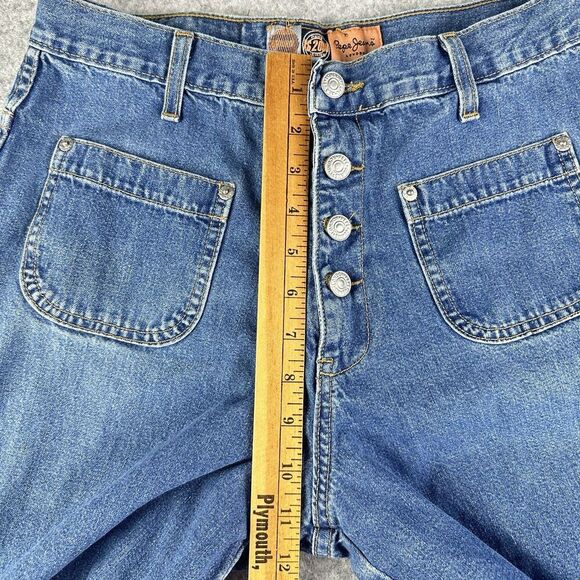 VTG Pepe Bareback Jeans Womens 29 Wide Leg High Rise 90s Y2K Grunge Made in USA* - Picture 14 of 16